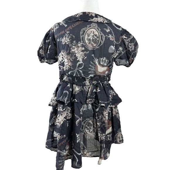 UO Kimchi Blue Coquette Ethereal Vintage Inspired Ruffle Sheer Mini Dress Small - Picture 7 of 11